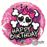 Birthday Skull Bow & Crossbones 18″ Balloon