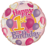 Happy 1st Birthday Pinks 18″ Balloon