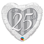 Happy 25th Damask Heart 18″ Balloon