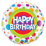 Happy Birthday Colorful Dots 18″ Balloon