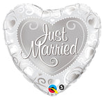 Just Married Hearts - Silver 18″ Balloon