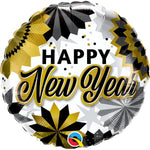 New Year Black & Gold Fans 18″ Balloon
