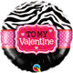 To My Valentine Zebra Stripes 18″ Balloon