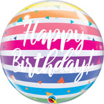 Birthday Bright Rainbow Stripes 22″ Bubble Balloon
