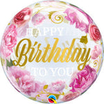 Happy Birthday To You Pink Peonies 22″ Bubble Balloon