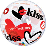Valentine's Kisses & Hearts 22″ Bubble Balloon