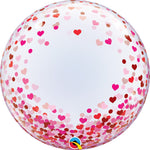 Deco Bubble - Red & Pink Confetti Hearts 24″ Balloon
