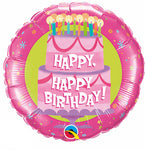 Pink Happy Birthday Cake 31″ Balloon