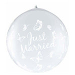 Just Married Butterflies-a-circle- Neck Up 36″ Latex Balloons (2 count)