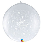Just Married Flowers-a-round - Neck Up 36″ Latex Balloons (2 count)