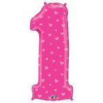 Number One Pink Hearts 38″ Balloon