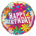 Happy Birthday Psychedelic Daisies (air-fill Only) 9″ Balloon
