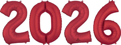 Red 2026 Number Bunch 34″ Foil Balloon by Anagram from Instaballoons