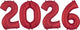 Red 2026 Number Bunch 34″ Balloon