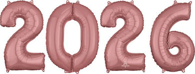Rose Gold 2026 Number Bunch 26″ Foil Balloon by Anagram from Instaballoons