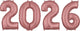 Rose Gold 2026 Number Bunch 26″ Balloon