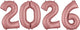 Rose Gold 2026 Number Bunch 34″ Balloon