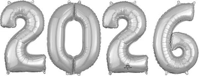 Silver 2026 Number Bunch 26″ Foil Balloon by Anagram from Instaballoons