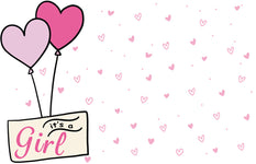 Enclosure Card - It's A Girl Pink Heart Balloons (50 count)
