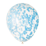 Clear Balloons With Blue Heart Tissue Confetti (5 Pk) 16" Latex Balloons