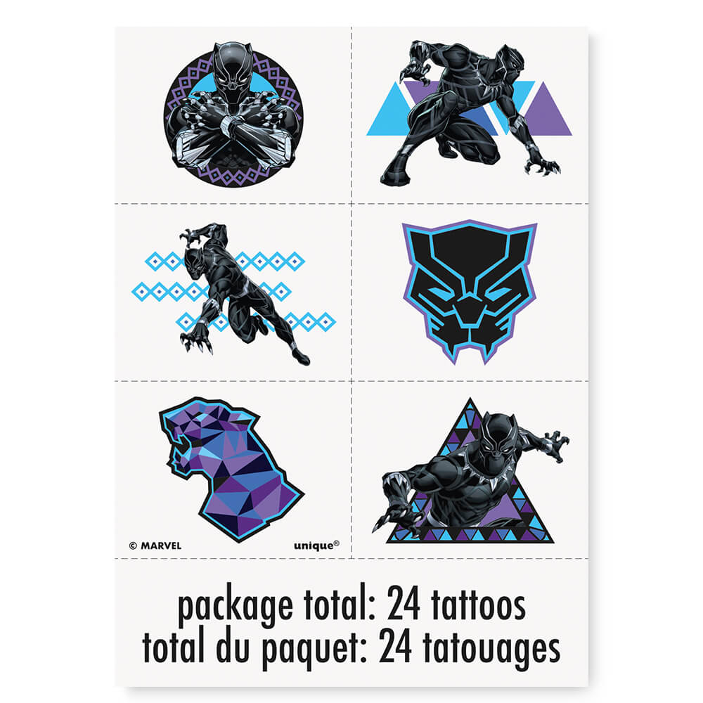 black-panther-tattoo-sheet-24-count-instaballoons-wholesale