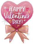 Valentine's Day Pink Bow Heart 34″ Foil Balloon by Betallic from Instaballoons