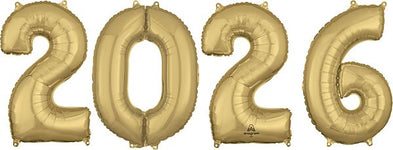 White Gold 2026 Number Bunch 26″ Foil Balloon by Anagram from Instaballoons