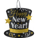 Letrero de brillo mediano Feliz Año Nuevo - Negro, plata y oro