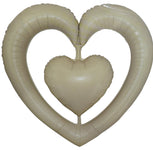 44in Open Double Heart Cream  44″ by Imported from Instaballoons