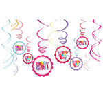 AM--244849 Party Supplies Happy Birthday Swirl Decorations (12 count)