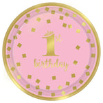 Amscan 1st Birthday Girl Metallic Plates 7″ (8 count)