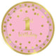 1st Birthday Girl Metallic Plates 7″ (8 count)