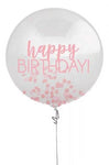 Amscan Balloon Accessories Pink Happy Birthday 24″ Clear Jumbo Latex Balloon & Pink Confetti