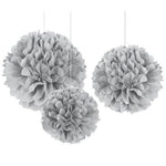 Amscan Fluffy Decoration -Silver (3 count)