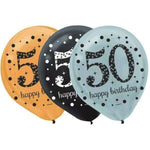 Amscan Latex 50th Birthday Sparkling Celebration 12" Latex Balloons (15 count)