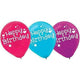 Globos de látex de 12 pulgadas, color rosa, morado, azul, feliz cumpleaños (6 unidades)