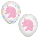 Amscan Latex Magical Unicorn 12" Latex Balloons with Confetti (6)