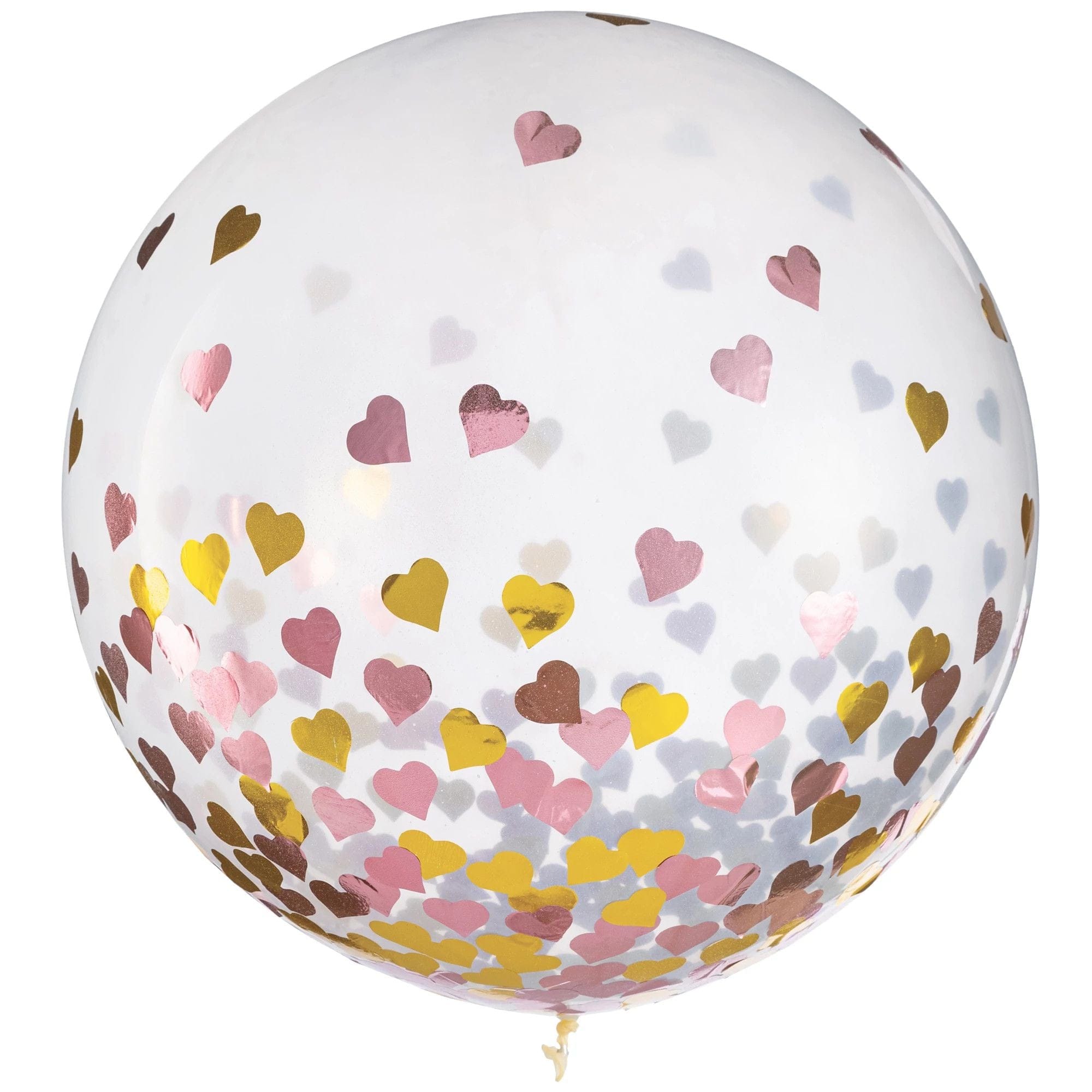 Amscan 2ct, 24in, Metallic Gold & Pink Heart Confetti Balloons