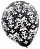 White on Black Damask Print 12″ Latex Balloons (20)