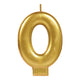 Number 0 Metallic Gold Candle