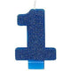 Number 1 Glitter Blue Candle