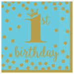 Amscan Party Supplies 1st Birthday Boy Gold Large Napkins (16 count)