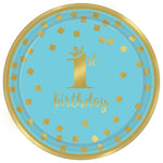 Amscan Party Supplies 1st Birthday Boy Gold Plates 7″ (8 count)