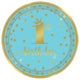 1st Birthday Boy Gold Plates 9″ (8 unidades)