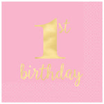 Amscan Party Supplies 1st Birthday Pink Hot Stamped Luncheon Napkins (16 count)