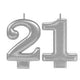 Juego de velas de plata de cumpleaños brillante número 21 (2 unidades)