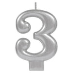 Amscan Party Supplies #3 Met Silver Candle (3 count)