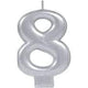 Number 8 Metallic Silver Candle