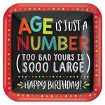 Amscan Party Supplies Age is Just a Number Birthday Square Plates 5″ (8 count)