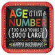 La edad es solo un número Platos cuadrados de cumpleaños 5″ (8 unidades)